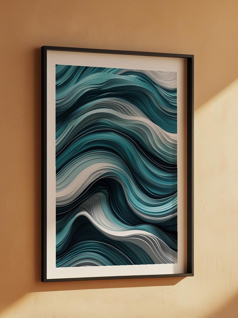 Abstract Lines Art | Minimalist Wave Pattern | Modern Wall Decor imagen 7
