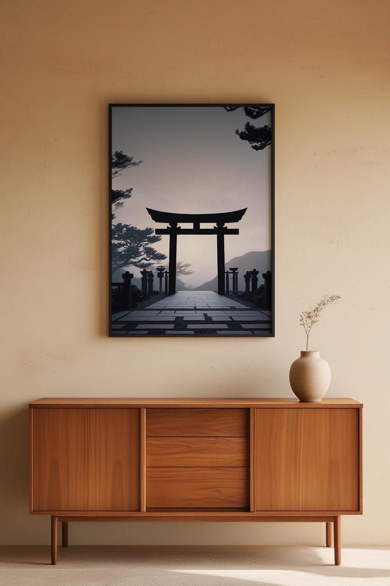 Torii Gate Silhouette | Modern Japanese Art | Zen Decor Bild 5
