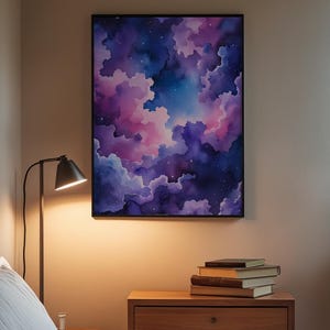 Cosmic Clouds Poster | Purple Blue Galaxy Wall Art | Starry Night Sky Print Bild 3