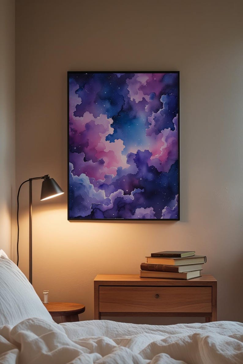 Cosmic Clouds Poster | Purple Blue Galaxy Wall Art | Starry Night Sky Print Bild 3