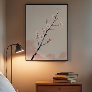 Cherry Blossom Ink Art | Japanese Minimalist Poster | Spring Wall Decor imagem 2