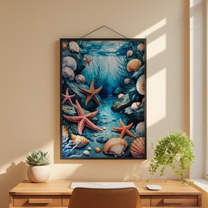 Tide Pool Ecosystem | Marine Life Illustration | Coastal Science Art image 1