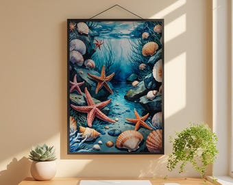 Tide Pool Ecosystem | Marine Life Illustration | Coastal Science Art