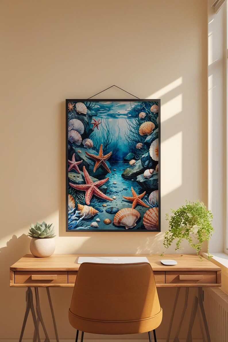 Tide Pool Ecosystem | Marine Life Illustration | Coastal Science Art image 1