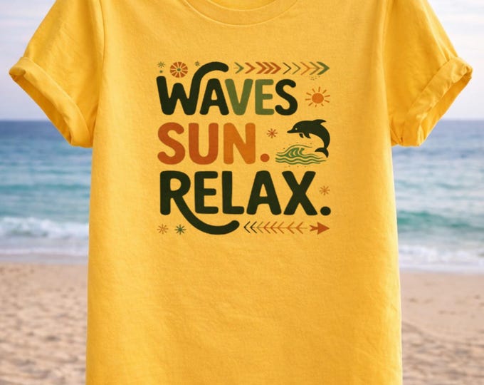 Waves Sun Relax Beach T-Shirt – Dolphin Summer Vibes Tee