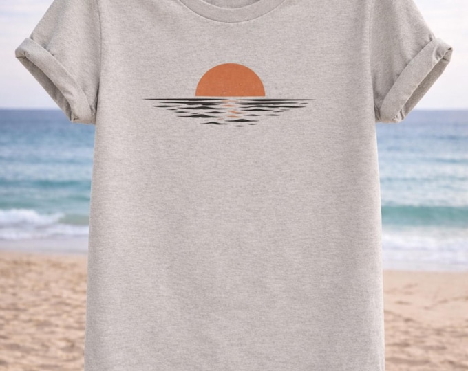 Minimalist Sunset Waves T-Shirt – Oceanline Unisex Tee