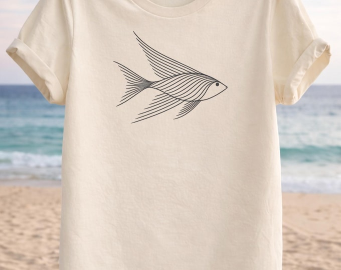 Minimalist Reef Fish Line Art T-Shirt – Oceanline Unisex Tee