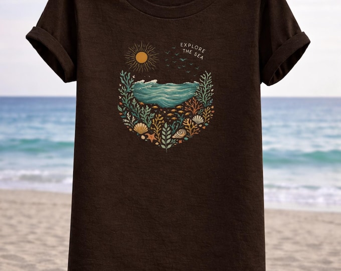 Oceanline Unisex Tee – Explore the Sea Illustration, Nature Inspired Apparel