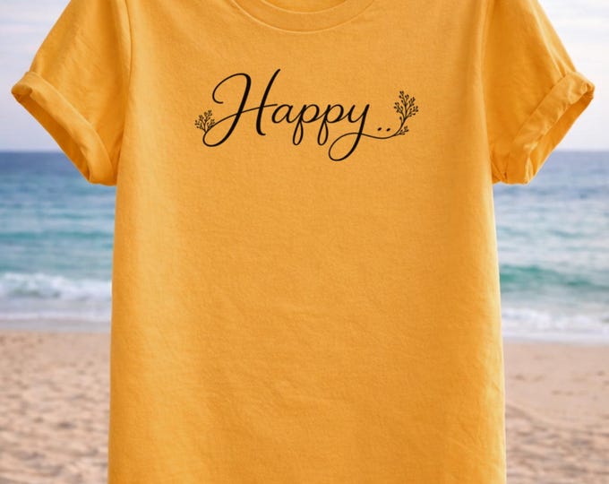 Happy Script Floral Tee – Oceanline Unisex Soft Cotton T-Shirt