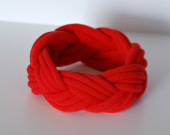 Fabric Bracelet Cuff in Red - by LimeGreenLemon