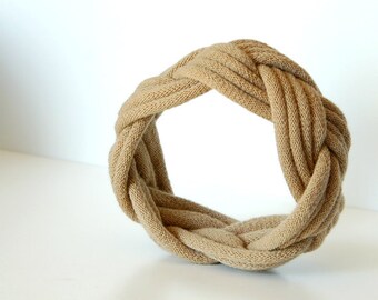 Fabric Bracelet Cuff in Tan by LimeGreenLemon