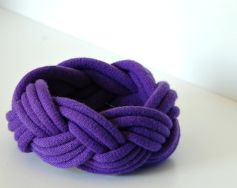 Fabric Bracelet Cuff in Purple Grape by LimeGreenLemon