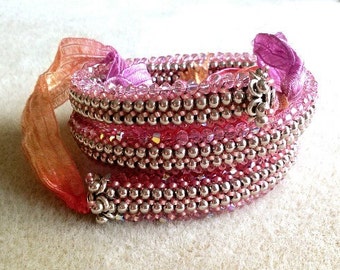 Shades Of Pink Crystal Wrap Bracelet