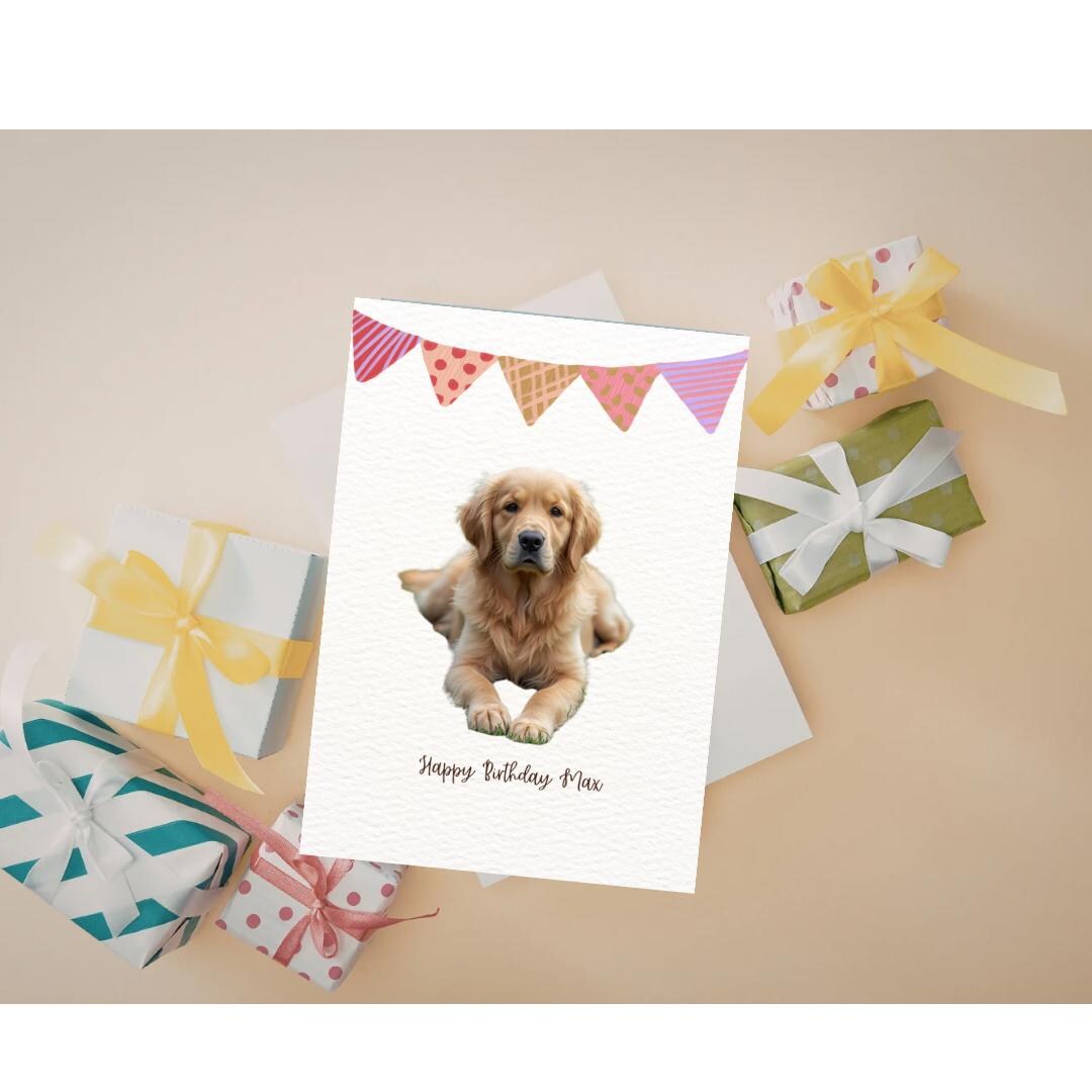 Golden Retriever Dog Printable Birthday Card, Pet Lover Card ...