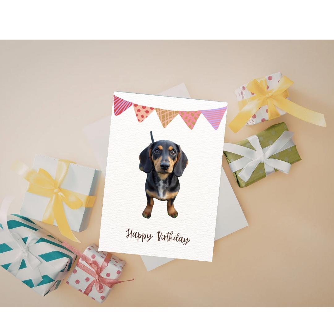 Dachshund Dog Printable Birthday Card, Pet Lover Card, Instant Download ...