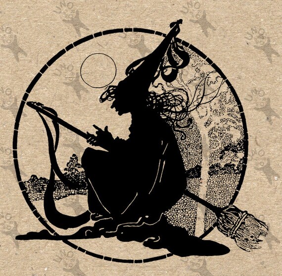 Vintage Image Halloween Witch Broom Instant Download Digital | Etsy