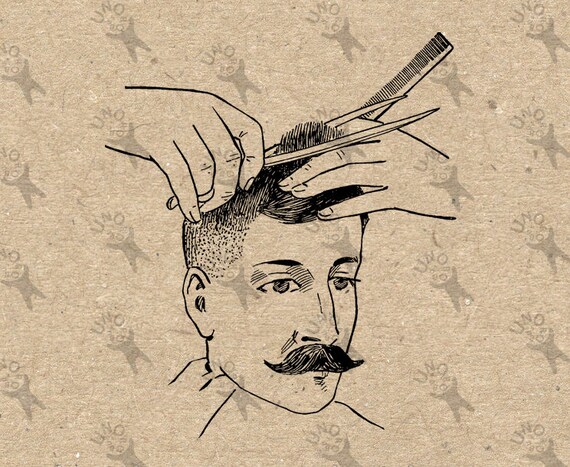Retro Image Haircut Man Hair Salon Vintage Picture Instant Etsy