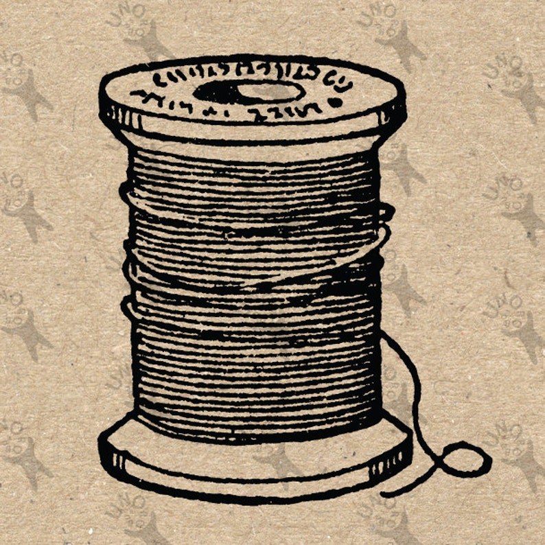 Antique image retro drawing Yarn Thread Bobbin Instant Etsy