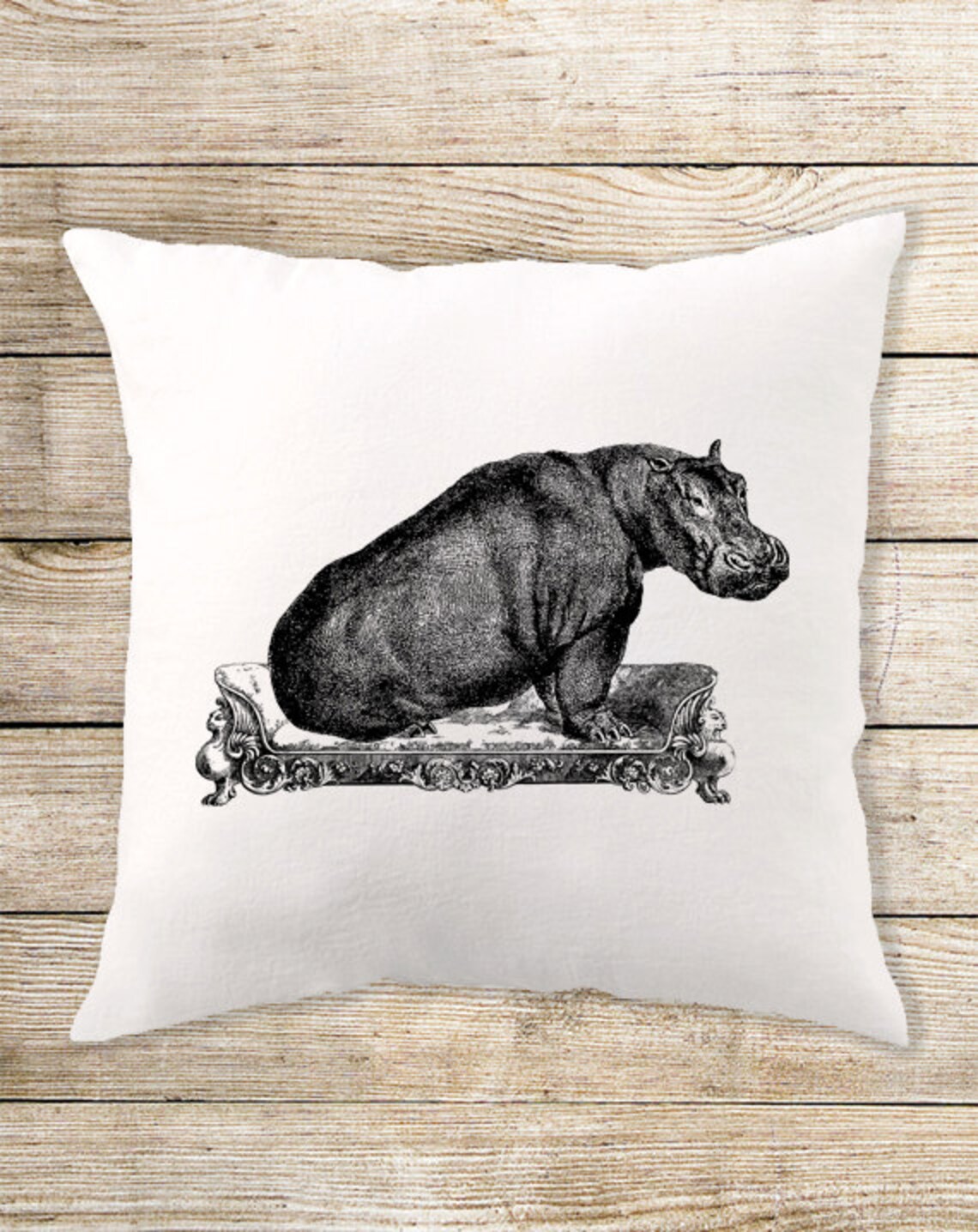Collage illustration Hippo Hippopotamus Sofa Couch Instant Etsy