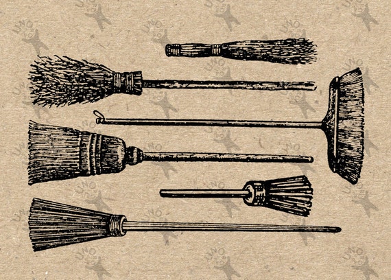 Vintage image Halloween Brooms Instant Download Digital | Etsy