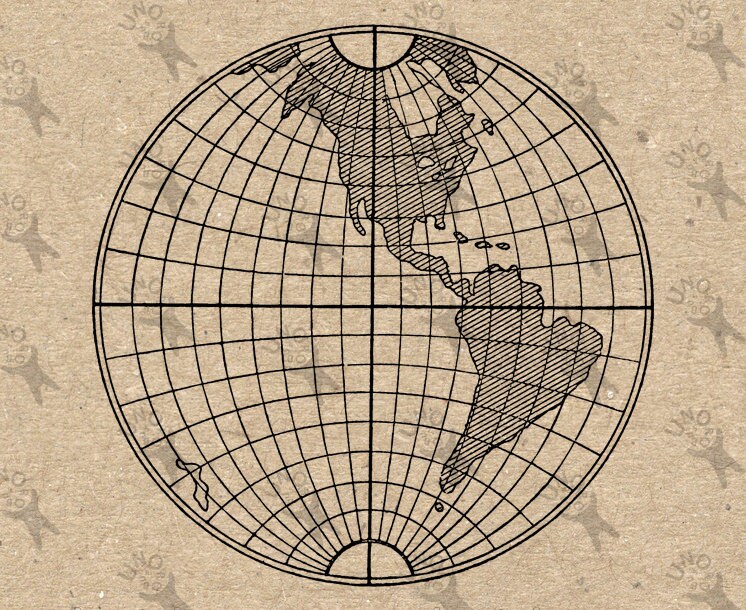 Vintage Map of the World Western hemisphere Globe Instant | Etsy