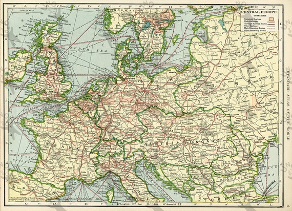 Vintage map of Europe 1906 Instant Download image printable picture for scrapbooking, decor, prints, etc HQ 300dpi
