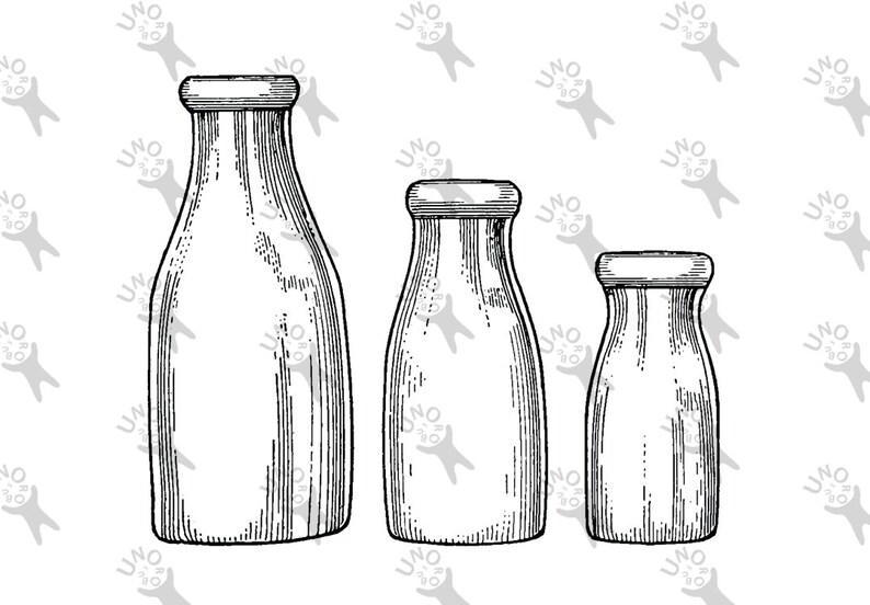 Retro Milk Bottles Instant Download picture Digital printable | Etsy