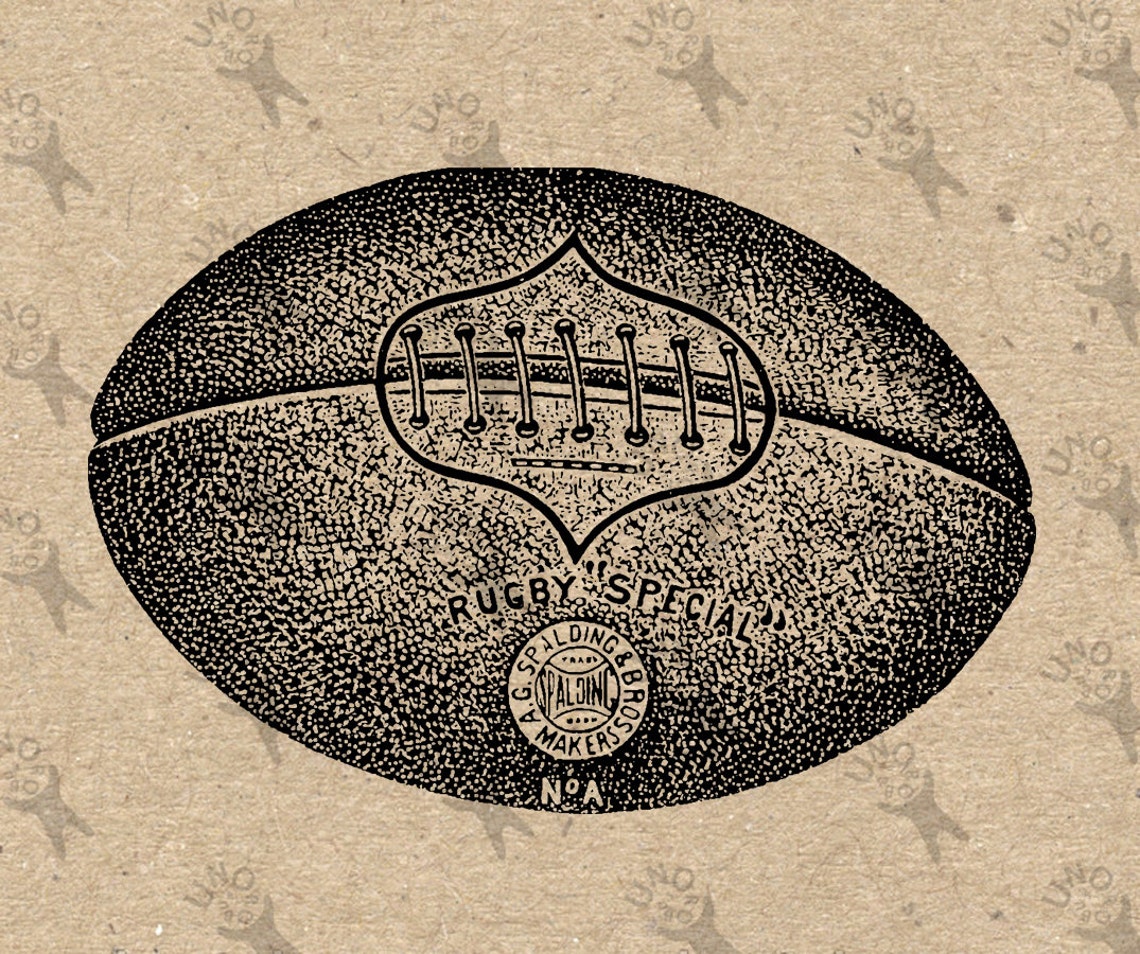 Printable Rugby Ball football black and white vintage image Etsy