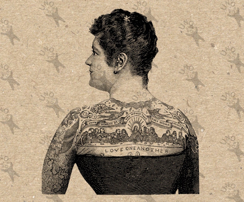 Vintage Image Tattooed Woman Tattoo Instant Download Digital Etsy