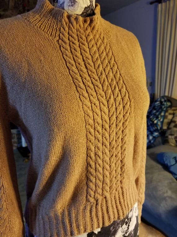 Cappuccino Cable Detail Mock Turtle Sweater - Etsy