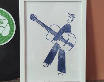 Linogravure originale "Paquito" - impression artisanale signée