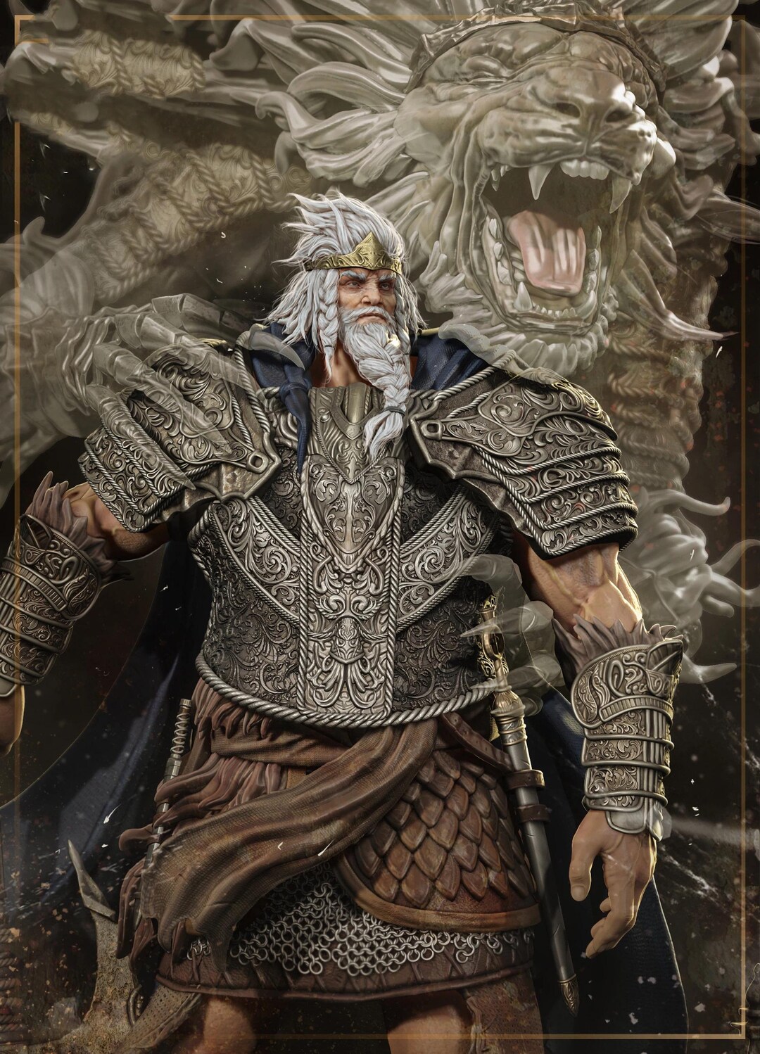 Dark Fantasy Warlord Statue | Armored Axe Warrior (STL 3D Print Files ...