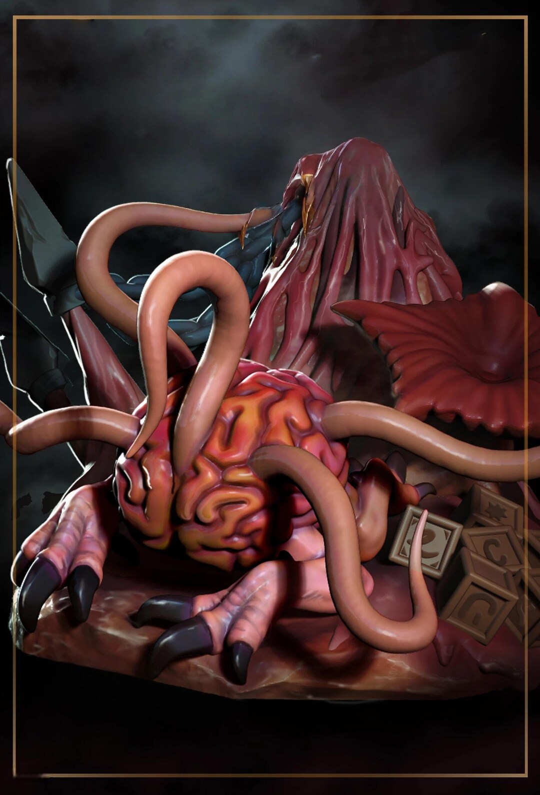Chibi Brain-imp Familiar | Cute Psychic Parasite Creature Figure | Desk ...