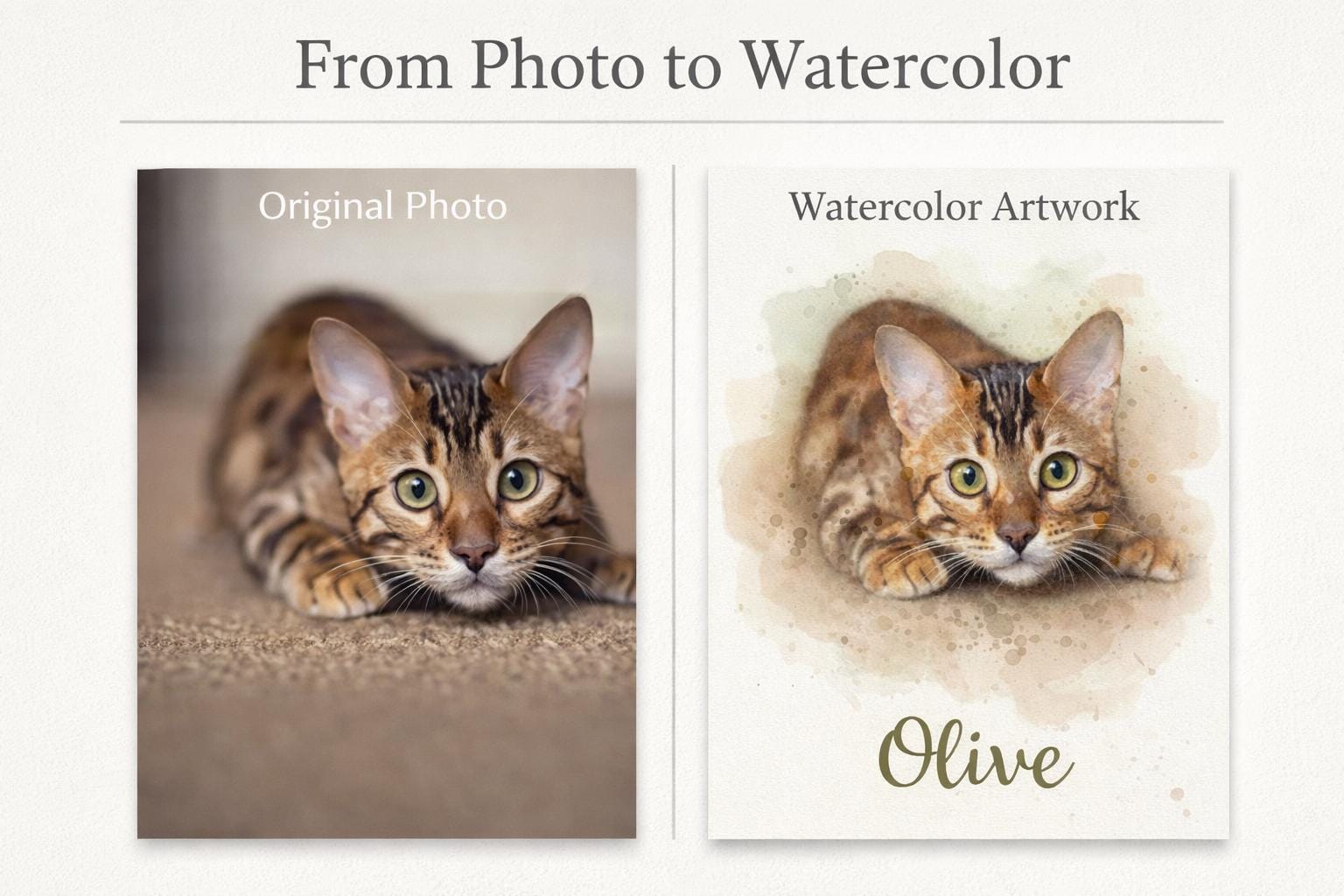 Custom Watercolor Pet Portrait, Personalized Dog Cat Art (digital ...