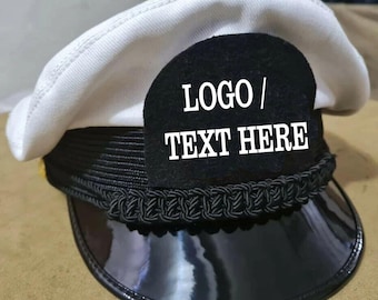 Custom Embroidered Captain Hat, White Yacht Skipper Visor, Nautical Boat Logo