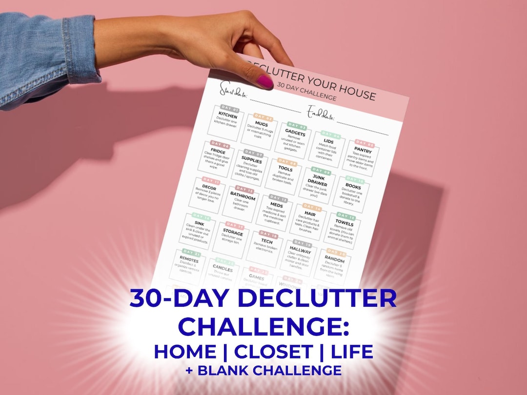 Printable 30 Day Declutter Challenge PDF Download Editable Decluttering ...