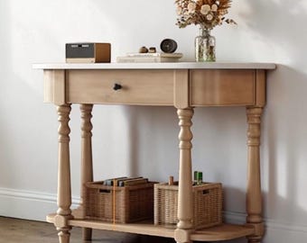 Vintage Console Table Entryway Storage Drawer Shelf Farmhouse Sofa Hallway Stand