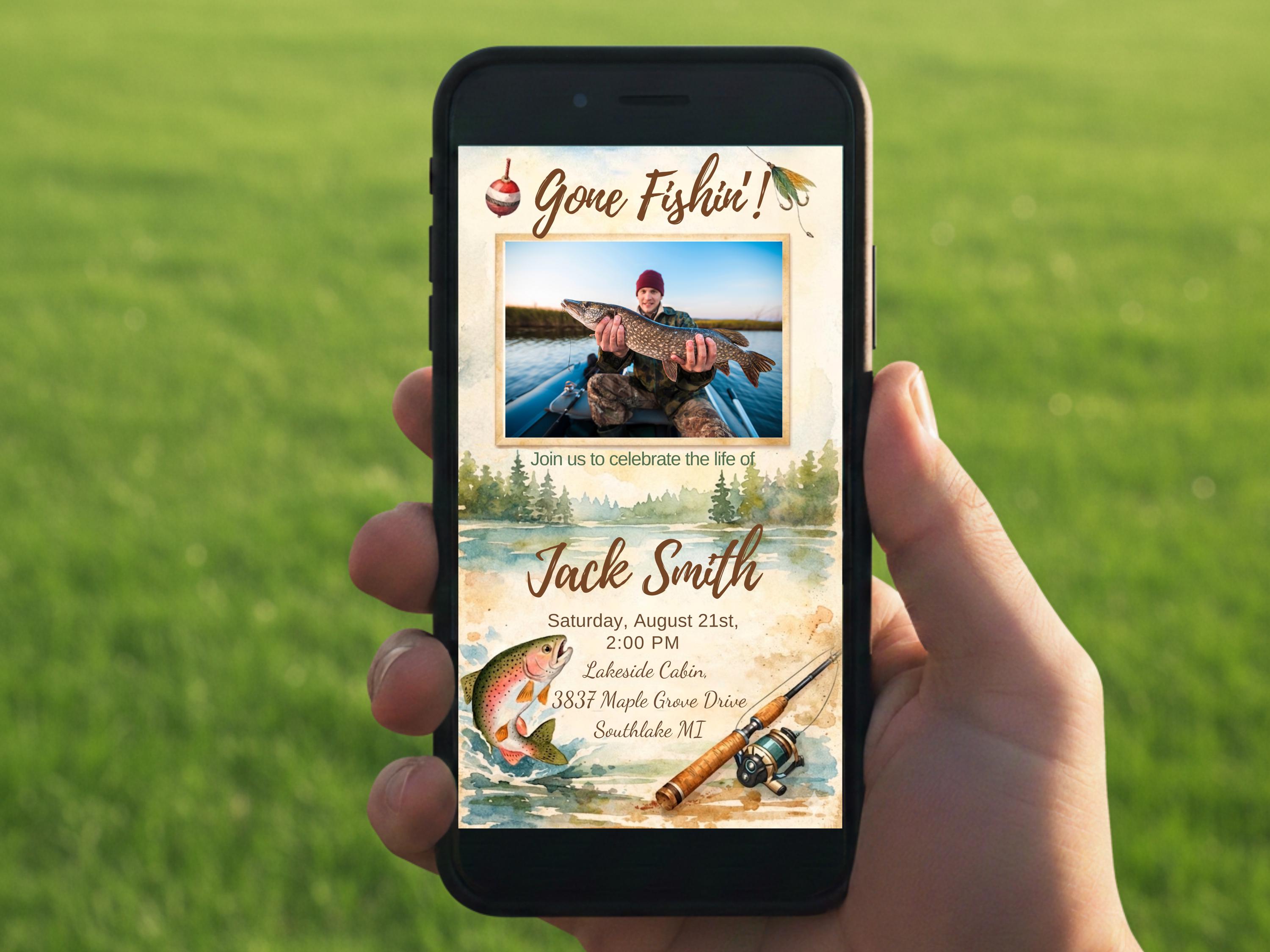 Editable Fisherman Funeral Invitation Template, Forever Fishing ...