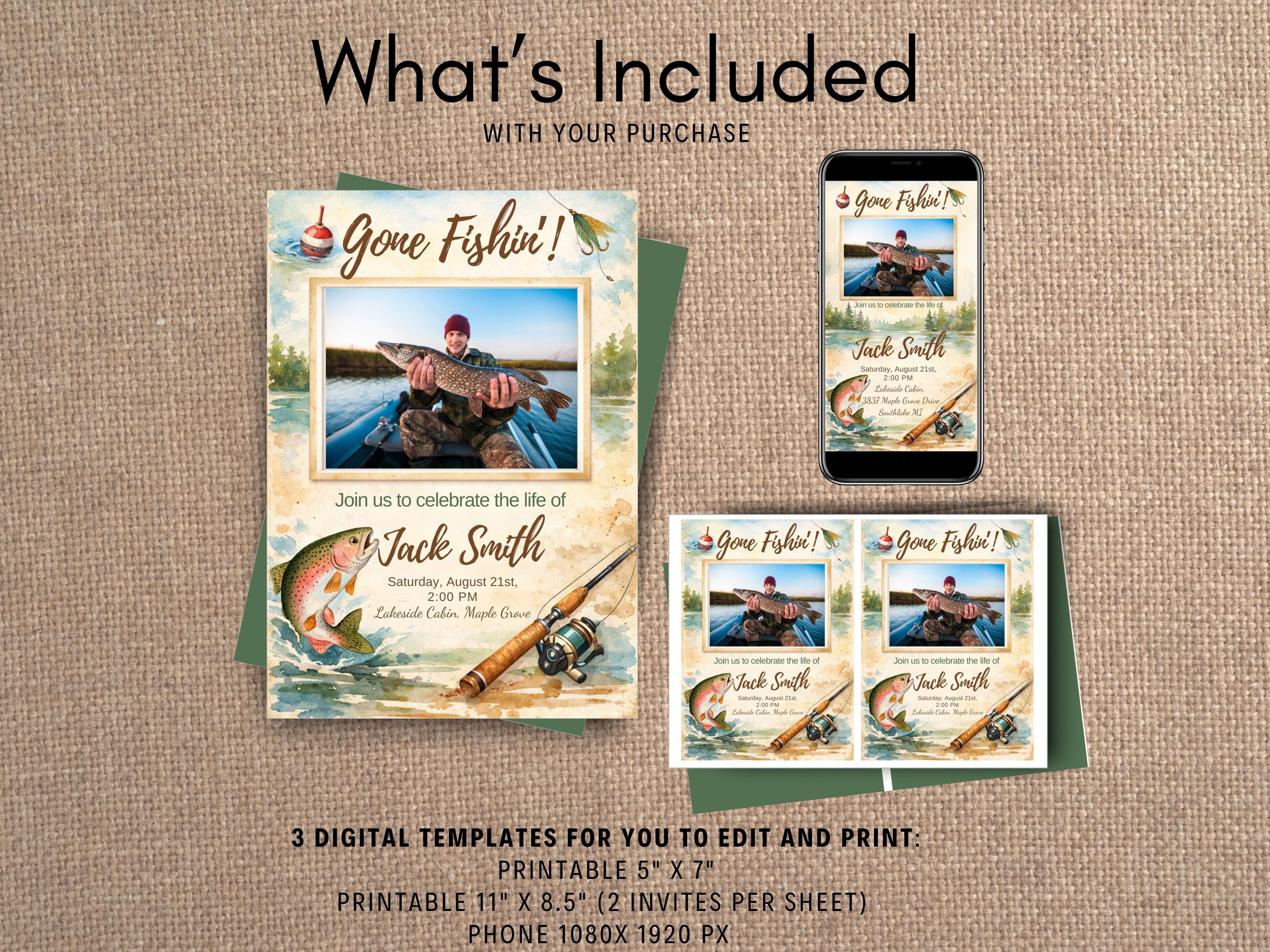 Editable Fisherman Funeral Invitation Template, Forever Fishing ...