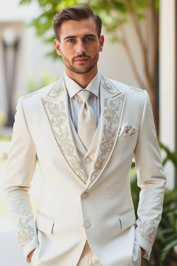 slim fit dress slacks Sequin Suit Men Dark Champagne Color, Angelino 40