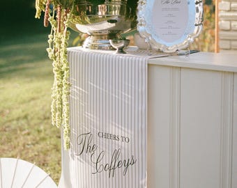 Green Striped Fabric Bar Sign 14x36