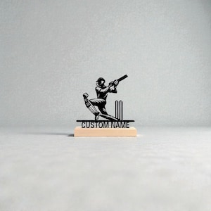 Statua in metallo personalizzata con giocatore di cricket – Regalo personalizzato con nome per lui