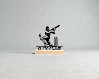 Estatua de metal personalizada de jugador de críquet: regalo con nombre personalizado para él