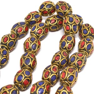 Lot of 5 Tibetan style brass beads TP133