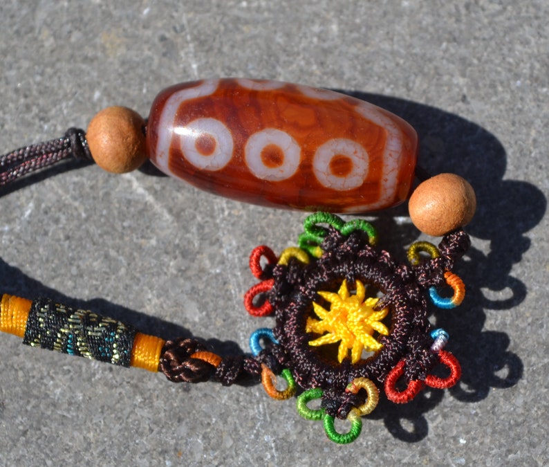Beautiful 10 eye dzi bead on lanyard DZB1692