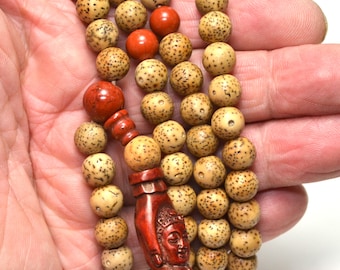 108 bodhi seed mala with carnelian spacers  M261