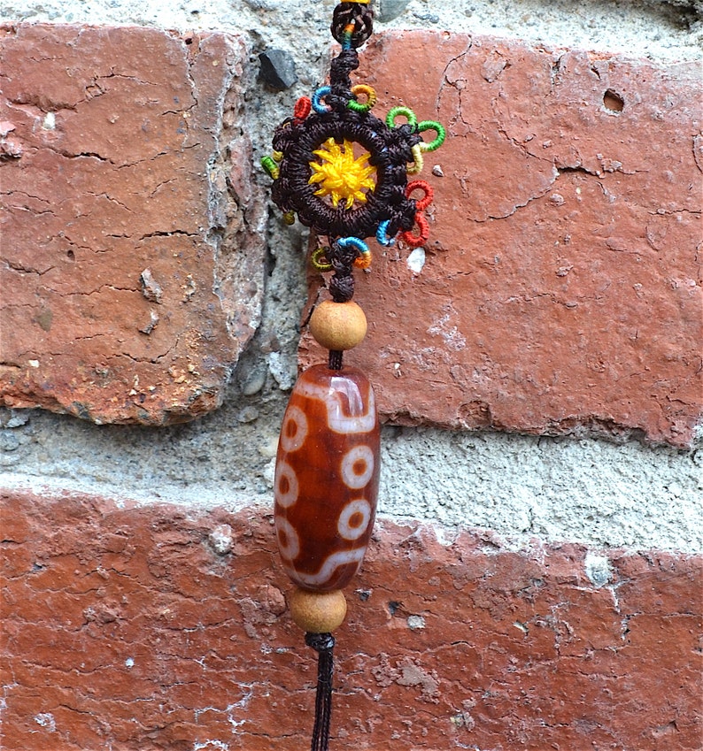 Beautiful 10 eye dzi bead on lanyard DZB1692
