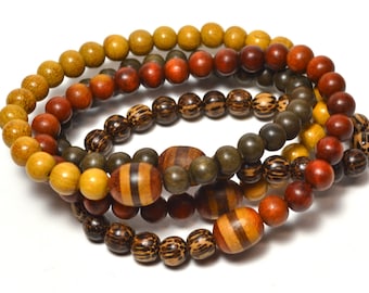 Multi wood 108 bead mala M267