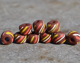 Lot of 5 colorful glass barrel beads  GM027