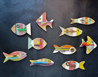 Reclaimed Cedar Fish: Decor, Rustic Fish Sculpture, Beach Accent Piece, Marine Art